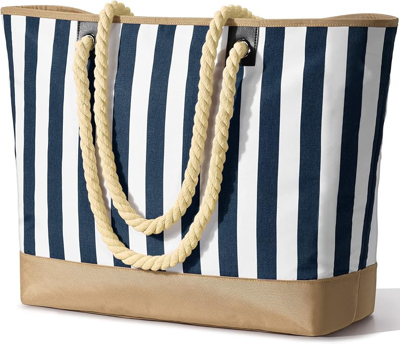 Becokan Beach Bags for Women, Pool Bag Waterproof Sandproof Beach Bag Large Beach Swim Bag with Z... | Amazon (US)