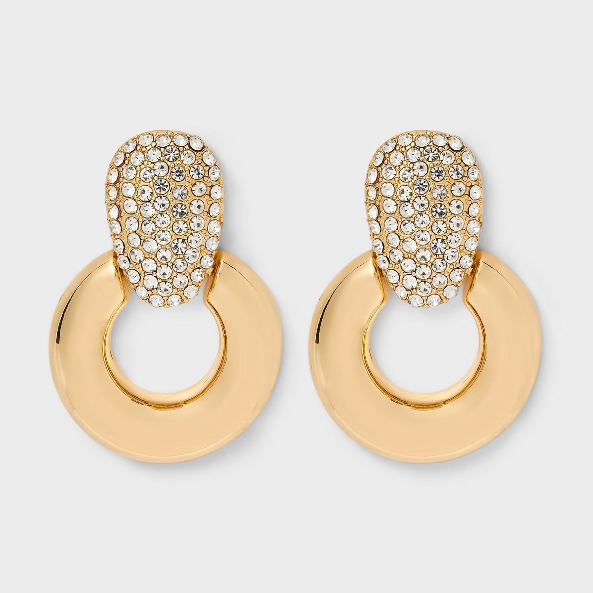 Door Knocker Earrings with Pave Post - A New Day™ Gold | Target