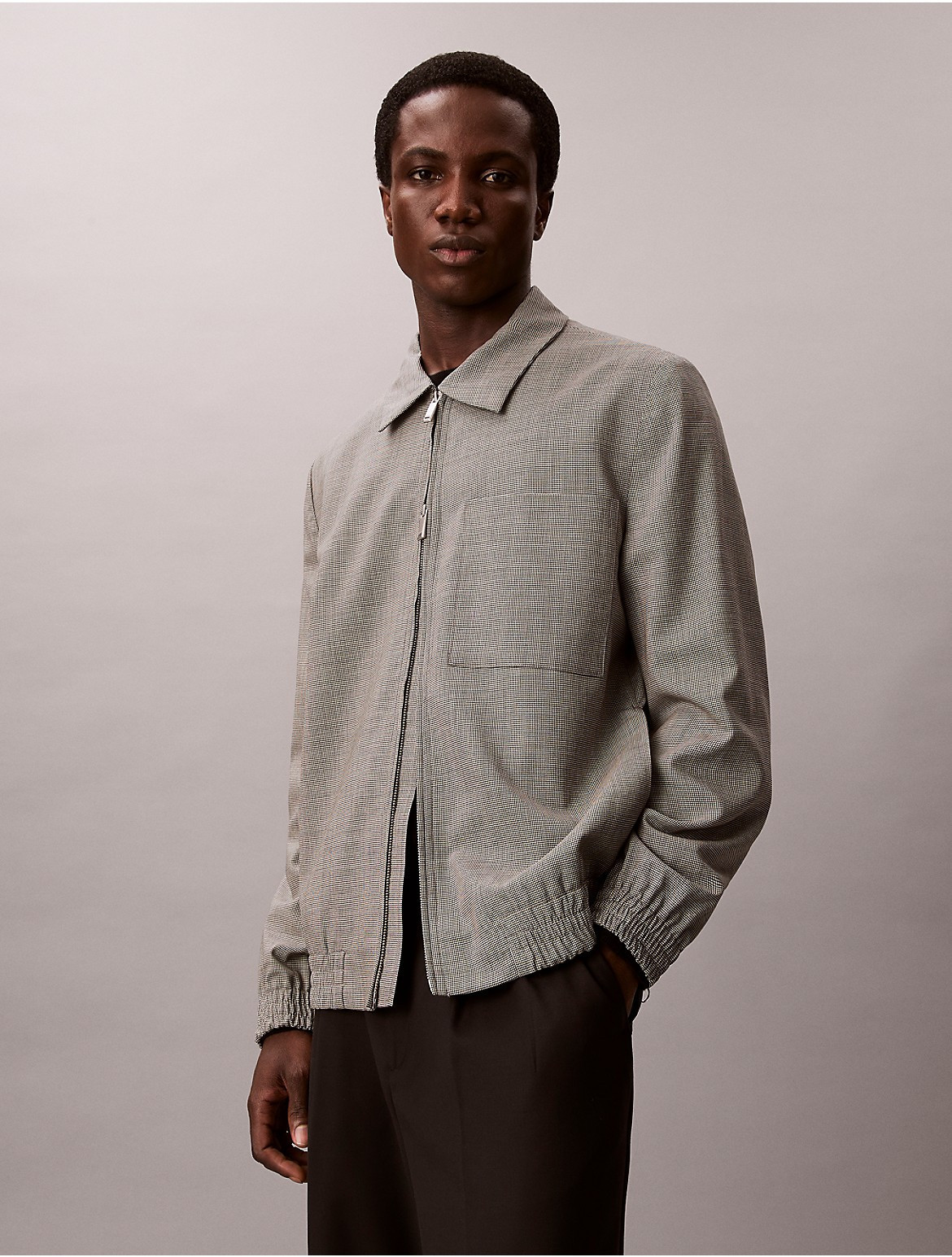 Calvin Klein Men's Wool Houndstooth Shirt Jacket - Grey - M | Calvin Klein (US)