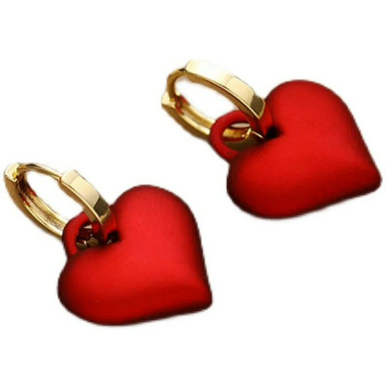 Wentin Earrings Large Heart Drop Dangle Earrings Vintage Red Heart Earrings Post Gold Large Love ... | Walmart (US)