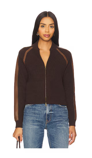 Central Park West Atlas Raglan Zip Up Jacket in Chocolate. - size S | Revolve Clothing (Global)