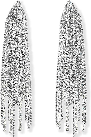 Humble Chic Simulated Diamond Long Earrings for Women - Cubic Zirconia Crystal Statement Dangle E... | Amazon (US)