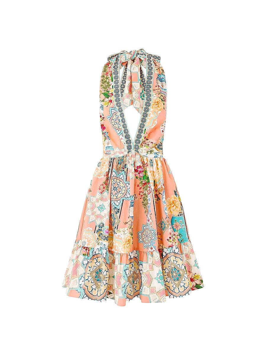 Camilla Women's Printed Ruffled Halterneck Minidress - Meet Me In Mallorca - Size XS | Saks Fifth Avenue