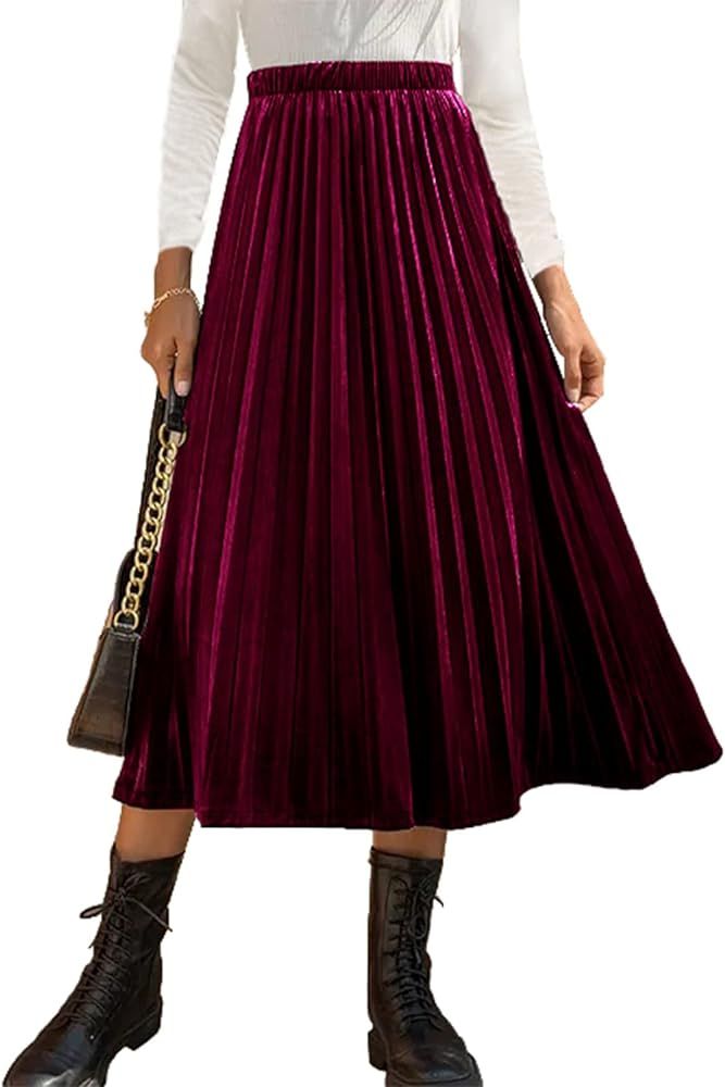 Velvet Pleated Skirt | Amazon (US)
