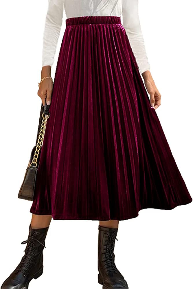 Velvet Pleated Skirt | Amazon (US)