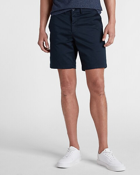 Solid 8" Temp Control Hyper Stretch Chino Shorts | Express