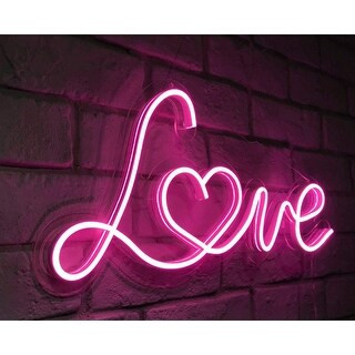 LED Neon Light Sig 17"x8" Pink Love Neon Sign Wall Hanging Love Gift - Standard | Bed Bath & Beyond
