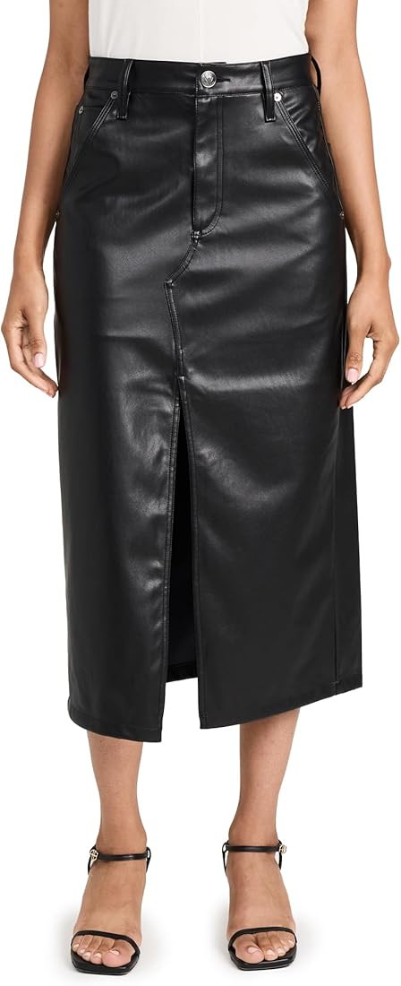 Rag & Bone Women's Sid Faux Leather Midi Skirt | Amazon (US)