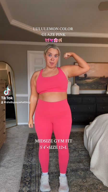 New lululemon color way!! Glaze Pink 🌸💘💕🎀 wearing a size 12 in the sports top, and a size 12 in the leggings. 

#LTKfitness #LTKmidsize #LTKActive