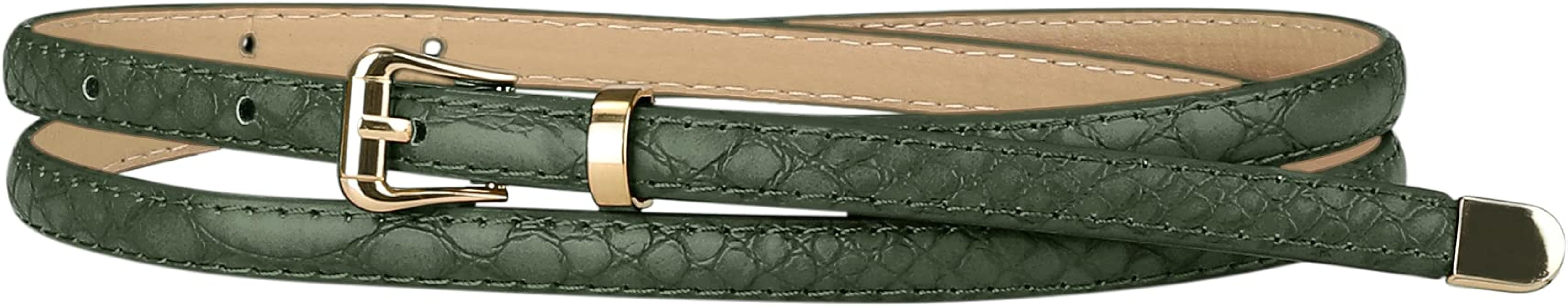 Allegra K Womens Skinny Embossed Leather Belts Alloy Pin Buckle Belt for Jeans Dresses Pants | Amazon (US)