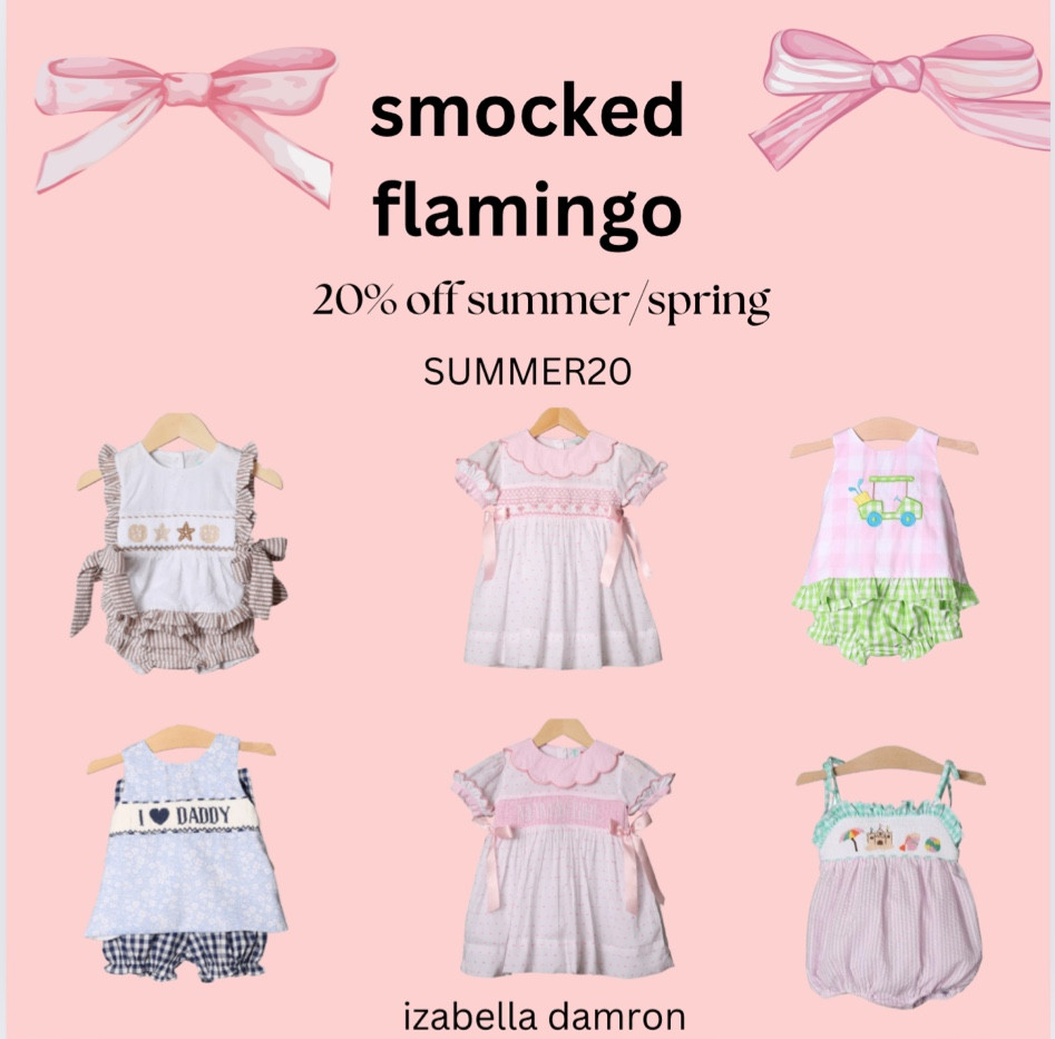 smocked flamingo 20% off selected styles!! RUN🤩🤩🤩


#LTKFamily #LTKBaby #LTKKids