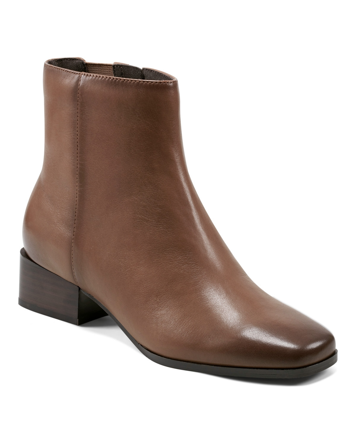 Easy Spirit Women's Sidney eFlex Square Toe Dress Booties - Dark Taupe Leather | Macy's