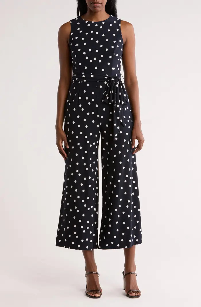 Polka Dot Sleeveless Tie Waist Crop Jumpsuit | Nordstrom Rack