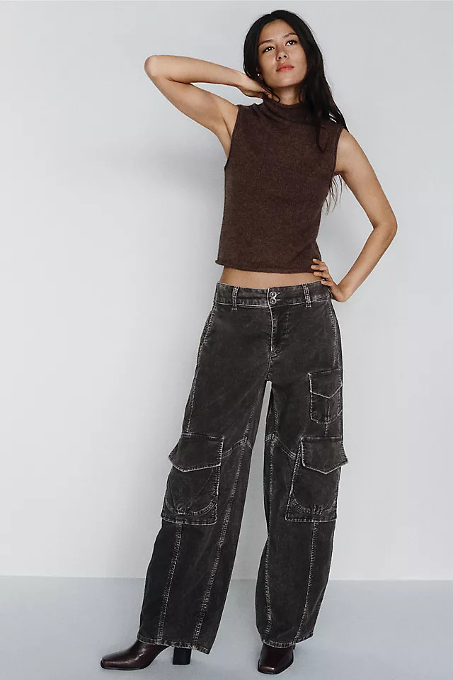 Pilcro Aero Corduroy Wide-Leg Cargo Pants | Anthropologie (US)