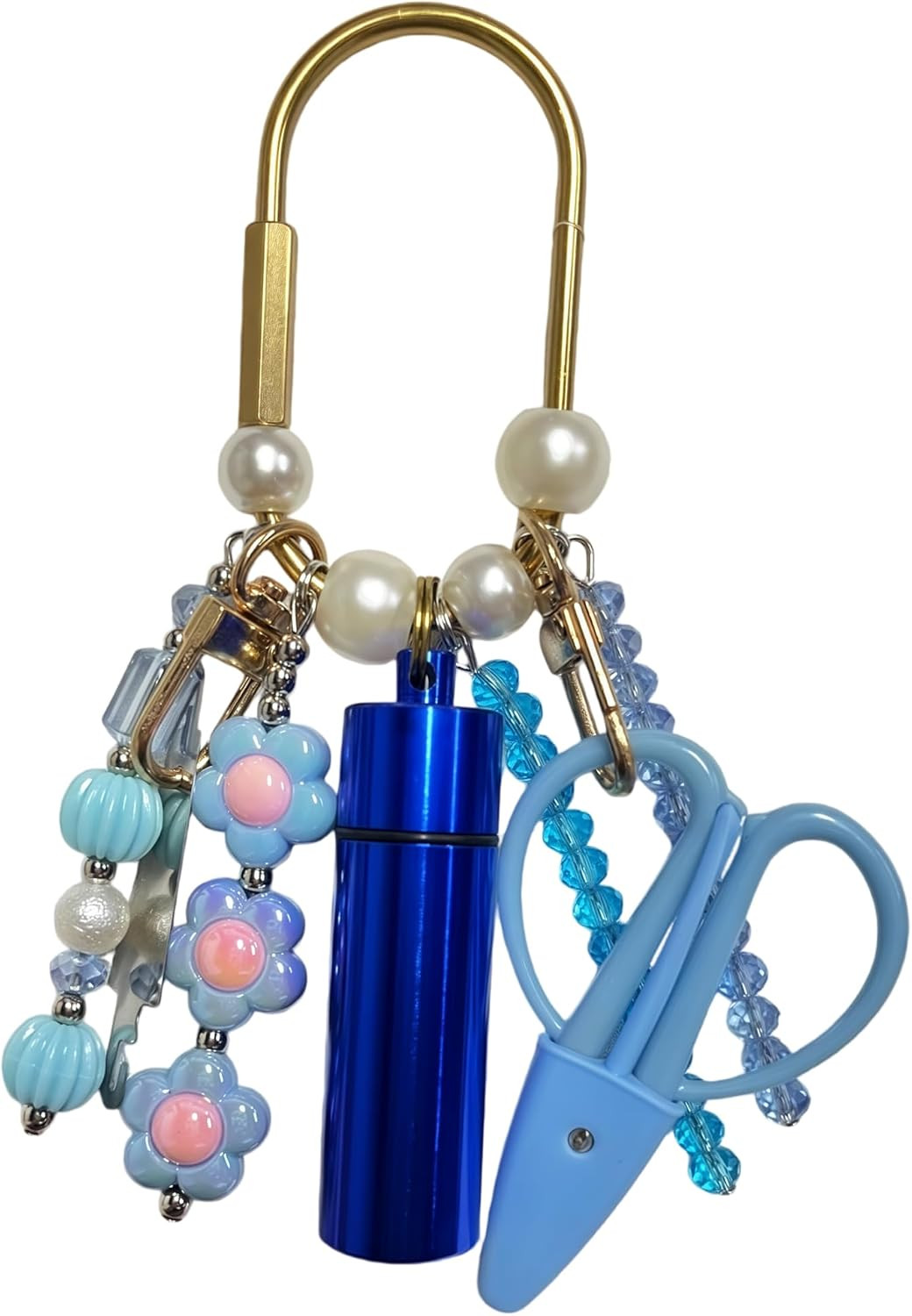 MEYAGO Needlepoint Bag Charm Tool Kit with Mini Embroidery Scissors, Needle Threader, Needle Holder Tube & Gold Keyring, Portable Embroidery Accessories for Cross Stitch Sewing DIY Crafts (Blue) | Amazon (US)