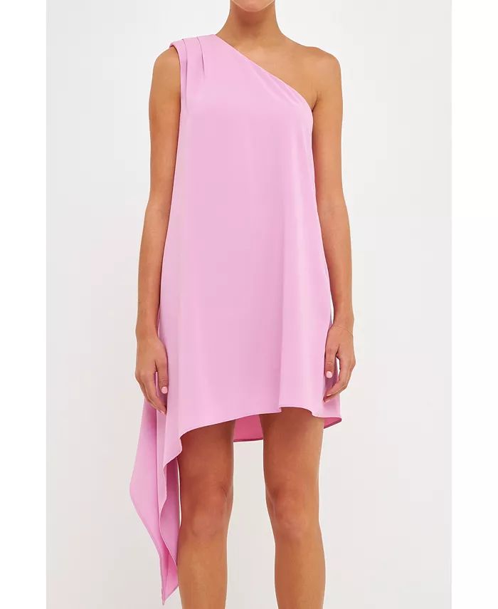 endless rose Women's Shoulder Pin tucked Asymmetrical Mini Dress - Macy's | Macy's