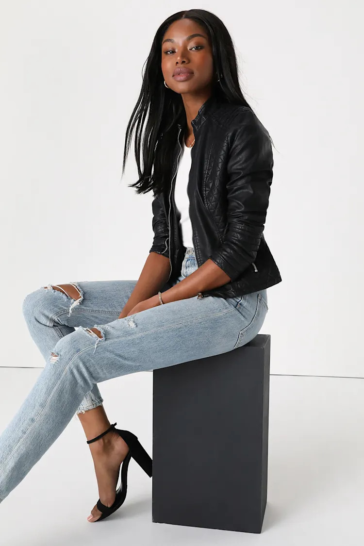 Heartlines Black Vegan Leather Moto Jacket | Lulus