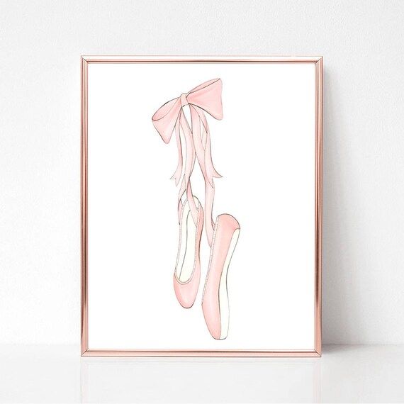Pink En Pointe ballerina slippers art print girls room wall | Etsy | Etsy (CAD)