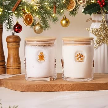 Suclain 2 Pcs Christmas Icon Glass Jars with Lids - Gingerbread Man Icon Candy Storage Jar Decora... | Amazon (US)