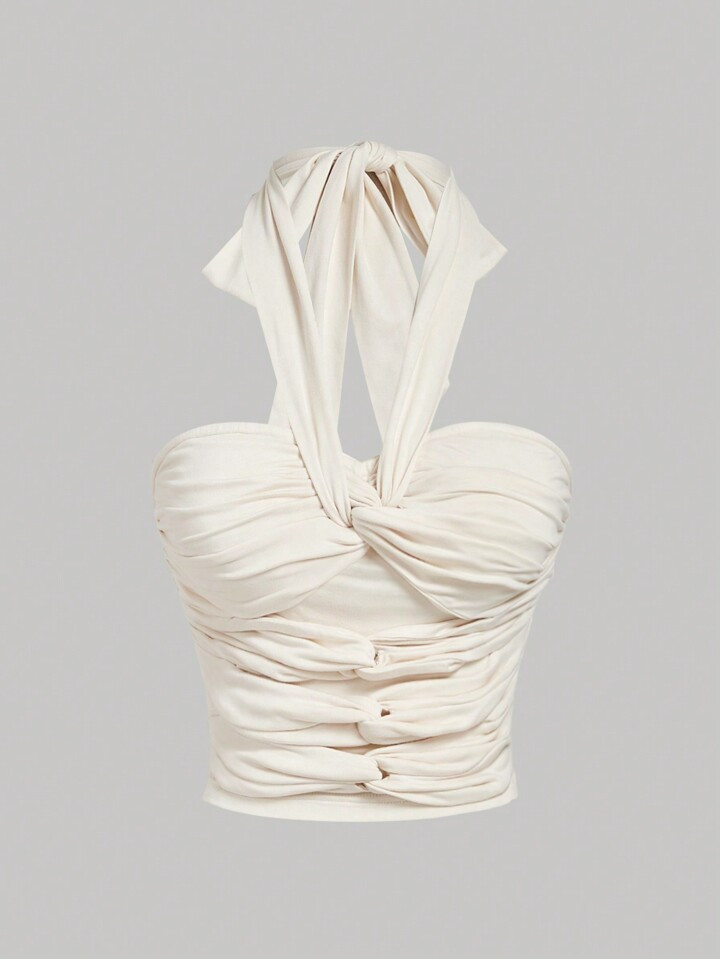 SHEIN MOD Plus Size Apricot Twisted Design Suspender Top With Youthful Vibe | SHEIN