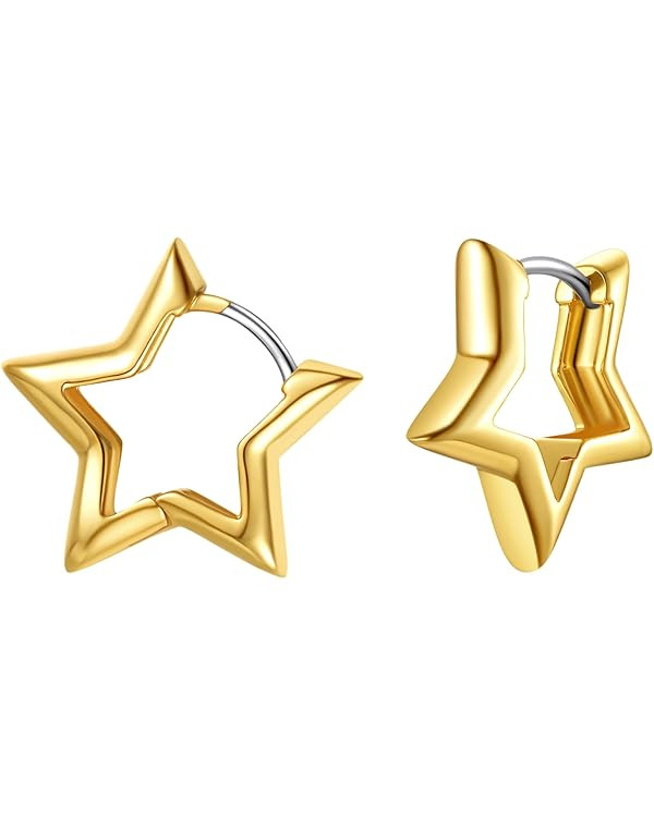 FindChic Hypoallergenic Small Star/Heart/Spike/Square Huggie Earrings for Women 18K Gold/Platinum... | Amazon (US)