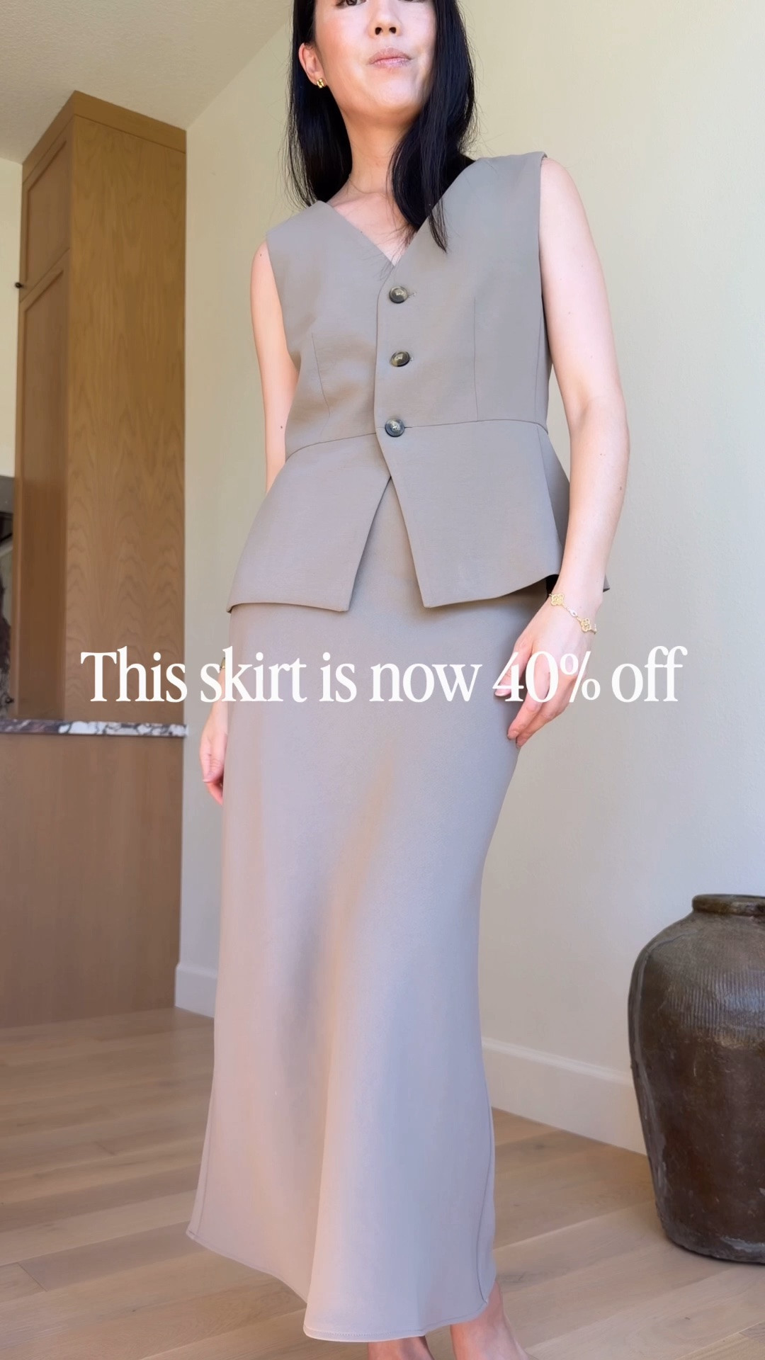 40% off and the fabric is so so beautiful. I’m wearing a size 2.