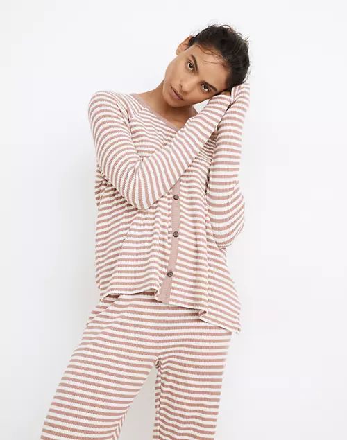 Waffle Knit Button-Front Pajama Top in Lorain Stripe | Madewell