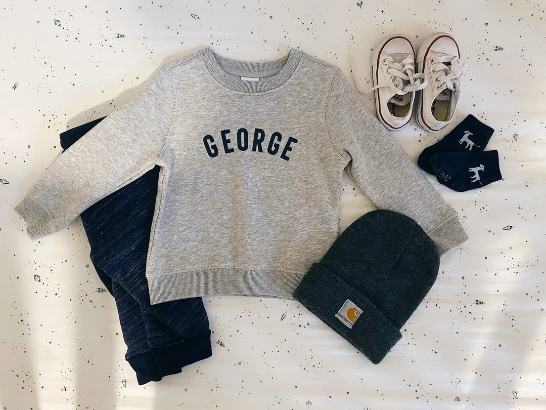 Personalized Kids Sweatshirt / Personalized Children's Sweatshirt / Neutral Kids Sweatshirt/ Todd... | Etsy (US)