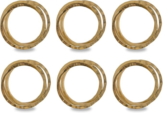 DII Decorative Basic Intertwined Napkin Ring Set, Gold, 6 Count | Amazon (US)