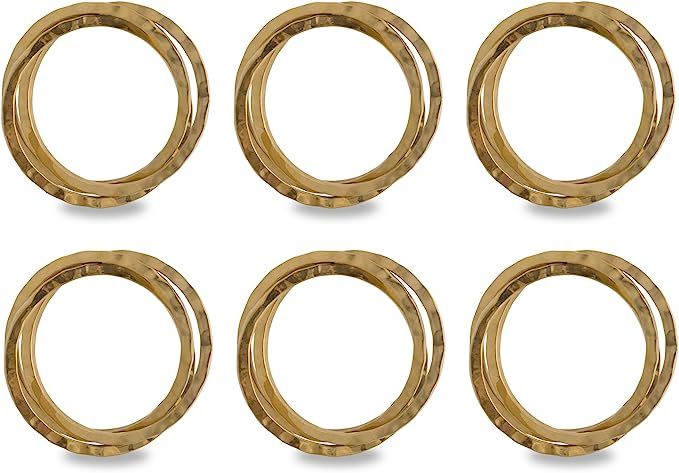 DII Decorative Basic Intertwined Napkin Ring Set, Gold, 6 Piece | Amazon (US)
