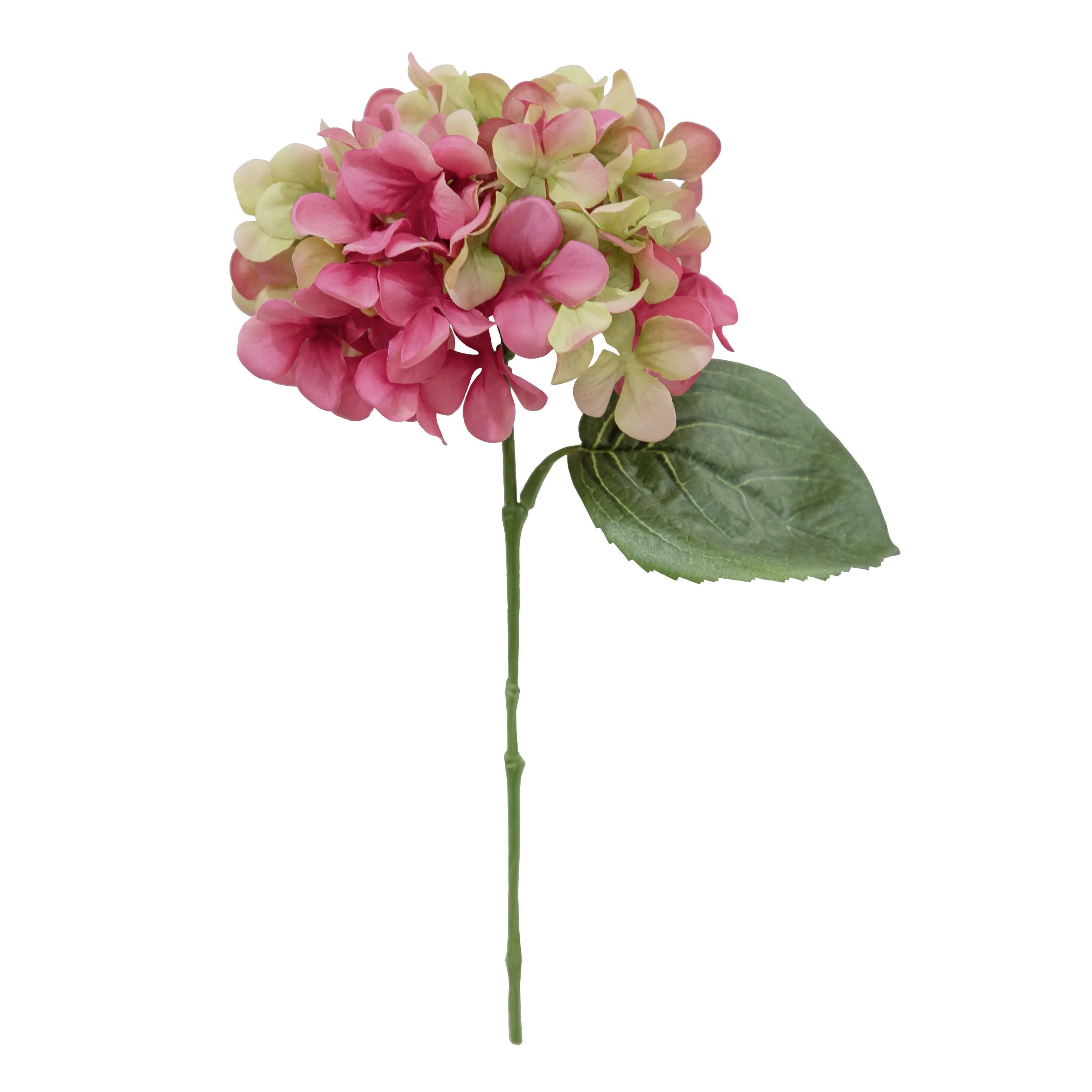 Mainstays 12.5" Artificial Silk Pink & Green Hydrangea Short Stem | Walmart (US)