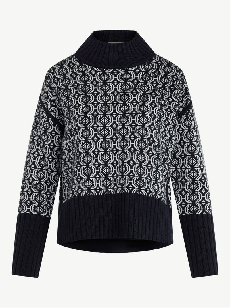 Free Assembly Women's Patterned Mock Neck Sweater with Tall Cuffs, Midweight, Sizes XS-XXL | Walmart (US)