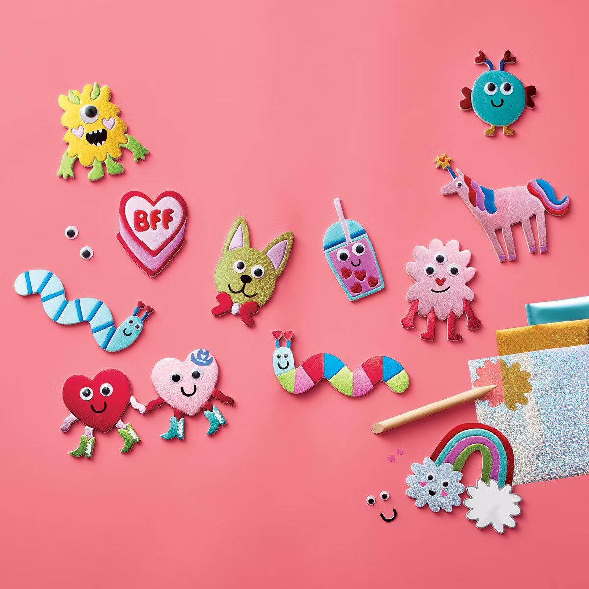 11ct Valentine's Craft Foil Art Characters Activity Kit - Mondo Llama™ | Target