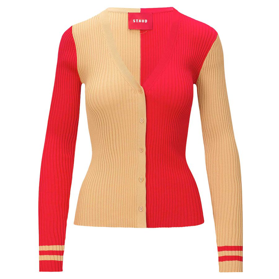 Women's San Francisco 49ers STAUD Scarlet/Gold Cargo Sweater | NFL Shop