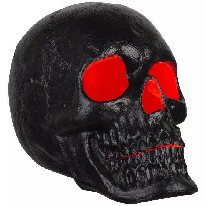 Gemmy 20” Blow Mold Lighted Decor Candle Flicker Matte Black Skull, black | Target