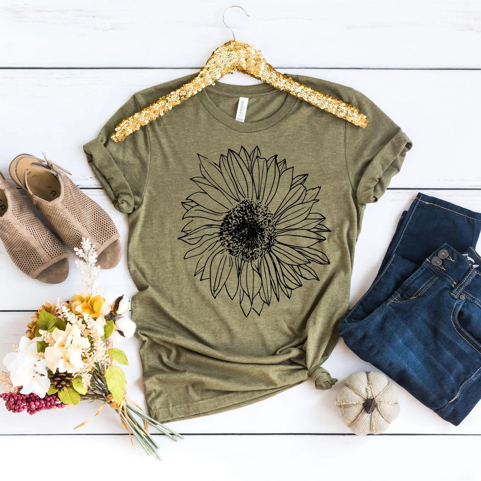 Sunflower Shirt: Womens Boho Floral Graphic Tee, Fall Clothes | Etsy (Global)