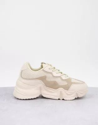 Truffle Collection Chunky Trainer with exaggerated sole in beige | ASOS (Global)