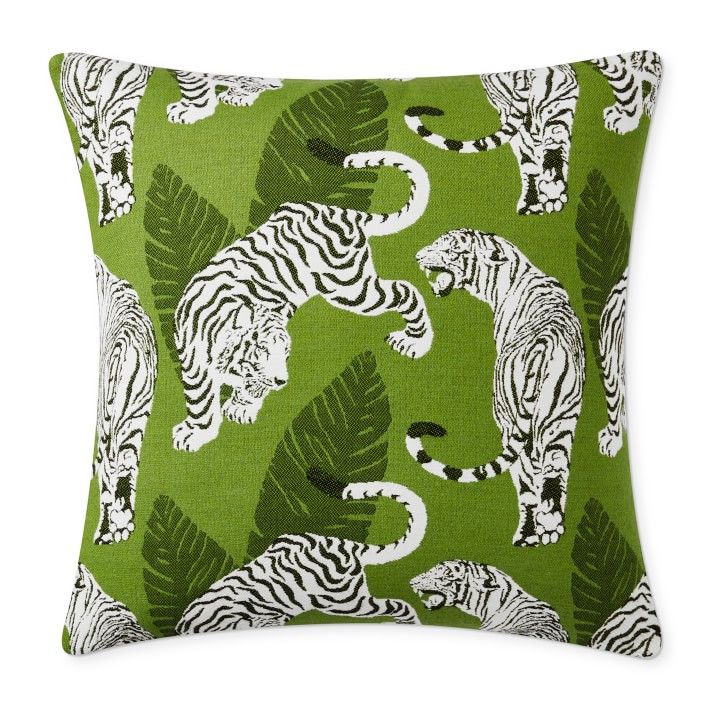 Outdoor Tiger Tropical Jacquard Pillow Cover | Williams-Sonoma