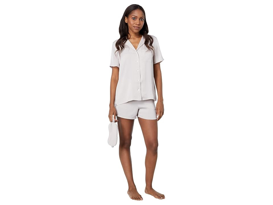 Barefoot Dreams Washed Satin Shorts PJ Set (Feather) Women's Pajama Sets | Zappos