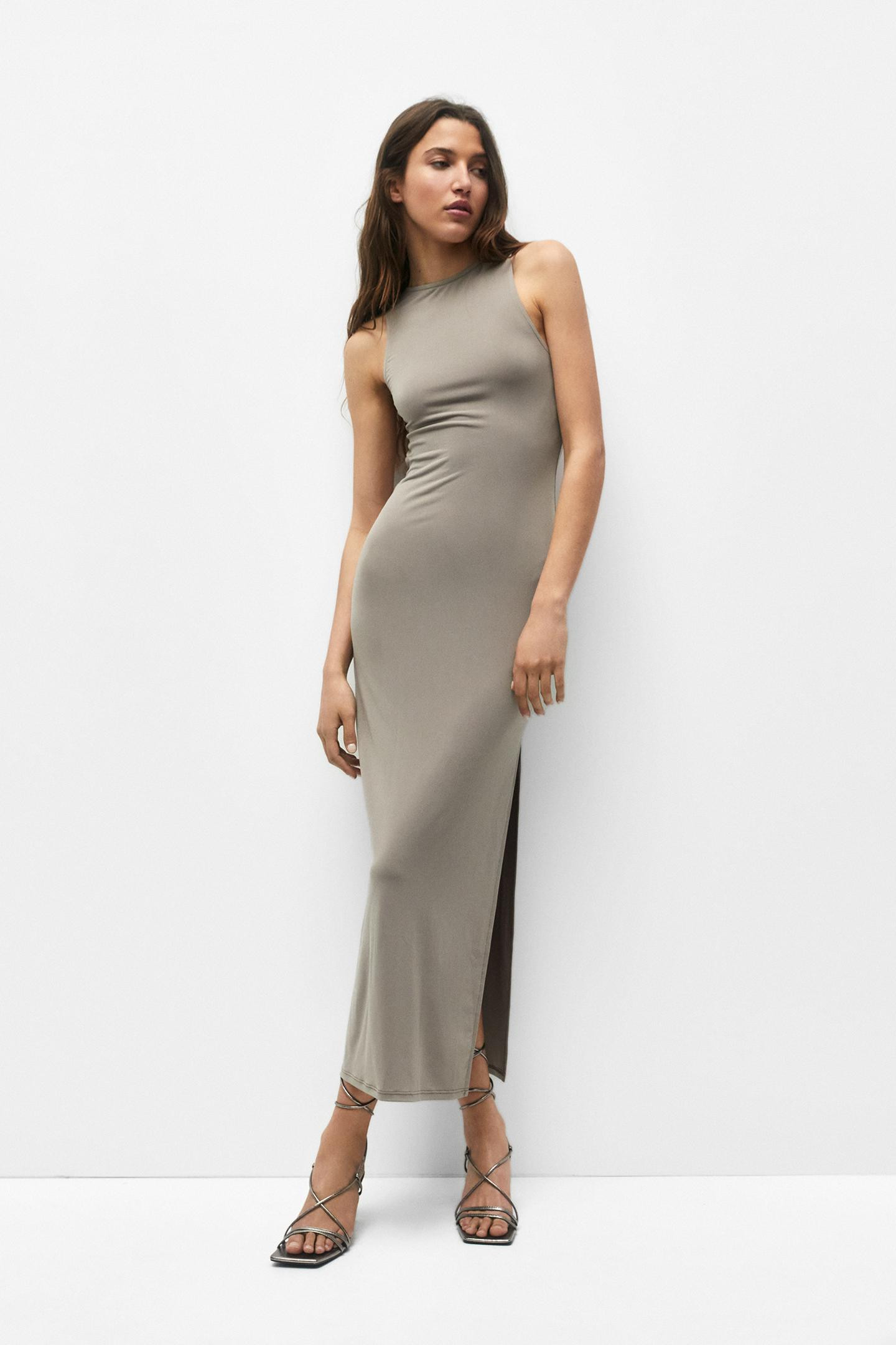 Midi dress with cut-out back | PULL and BEAR UK