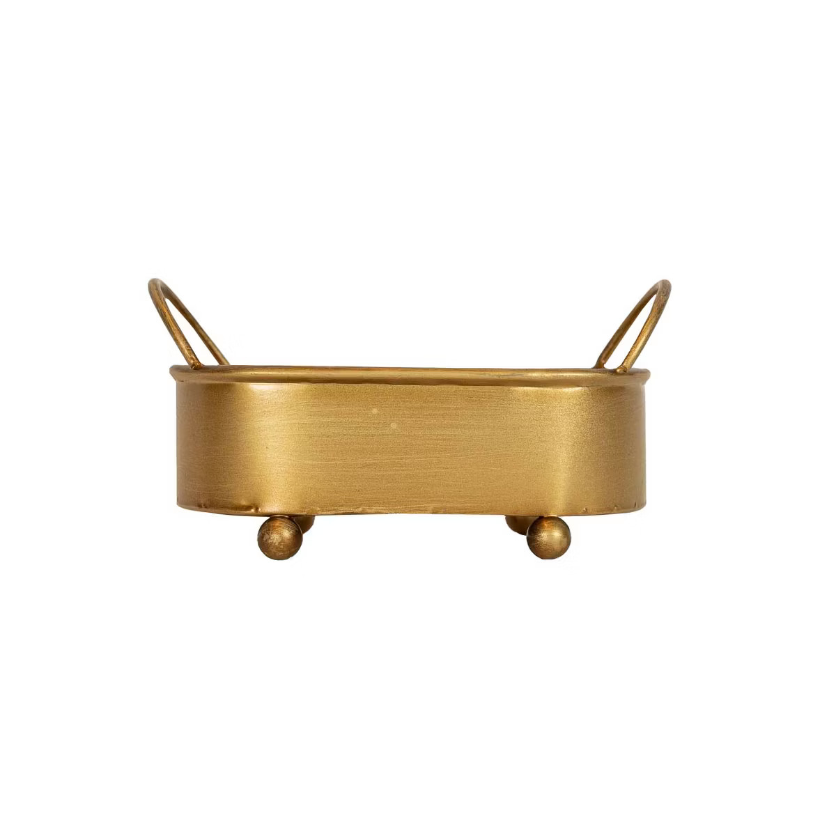 3" x 6" Faye Rounded Brass Metal Mini Planter Pot w/ Handles & Ball Feet | Target