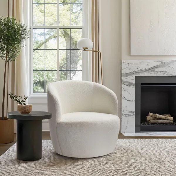 Anneros 29.5" Wide Boucle Swivel Barrel Chair | Wayfair North America