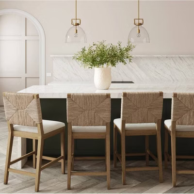 Nathan James Set of 4 Beacon Seagrass Counter Height Barstools Cream Boucle | Target