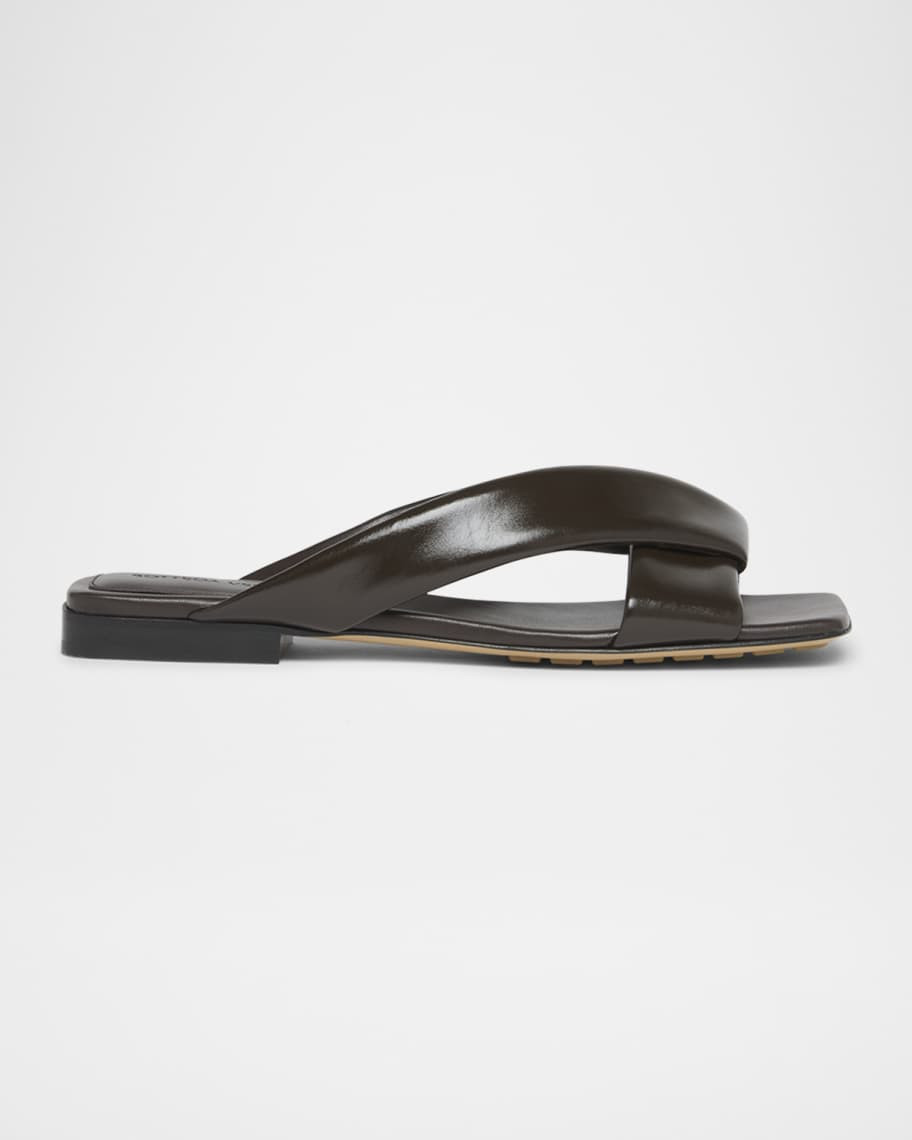 Riva Criss Cross Leather Flat Sandals | Neiman Marcus
