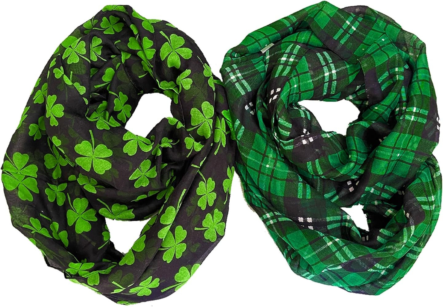 Texupday St.Patrick's Day Clover Shamrock Buffalo Check Plaid Print Infinity Scarves For Holiday ... | Amazon (US)