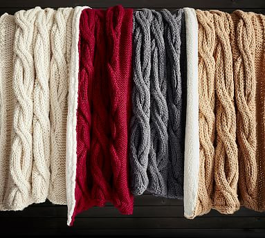Alpine Mega Cable Sherpa Back Throws | Pottery Barn (US)