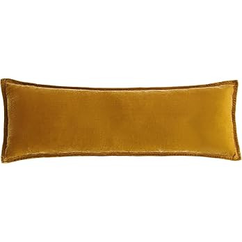 HiEnd Accents Stella Faux Silk Velvet Lumbar Pillow, 14x42 inch, Saffron, Romantic Western Modern... | Amazon (US)