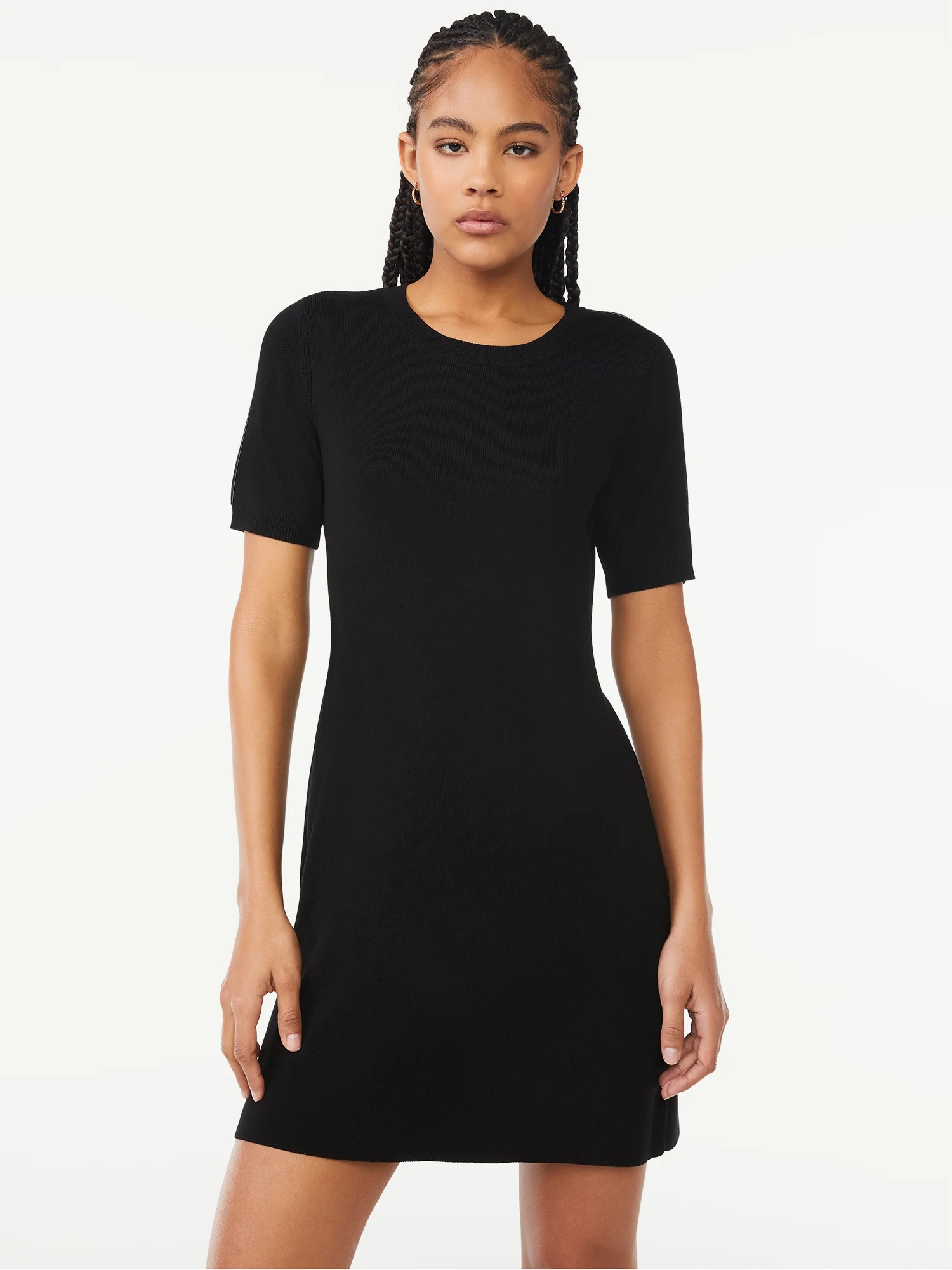 Free Assembly Women's Sweater Mini Dress with Short Sleeves | Walmart (US)