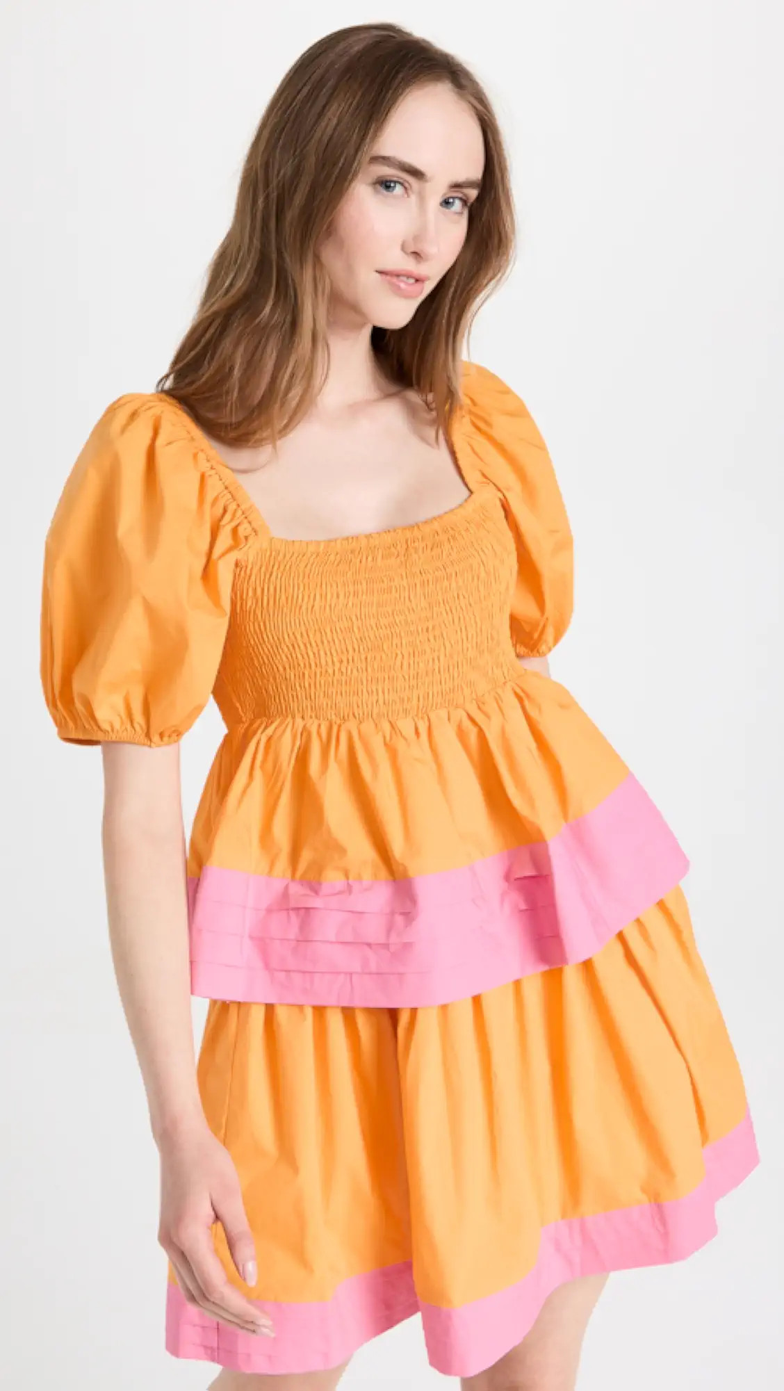 Colorblock Smocked Tiered Mini Dress | Shopbop