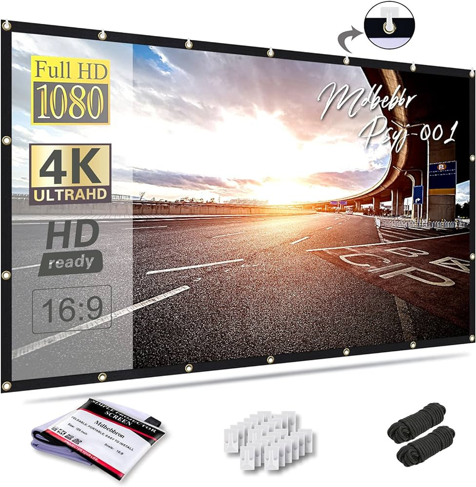 120 inch Projector Screen 16:9 Foldable Anti-Crease Portable Projector Movies Screens for Home Th... | Amazon (US)